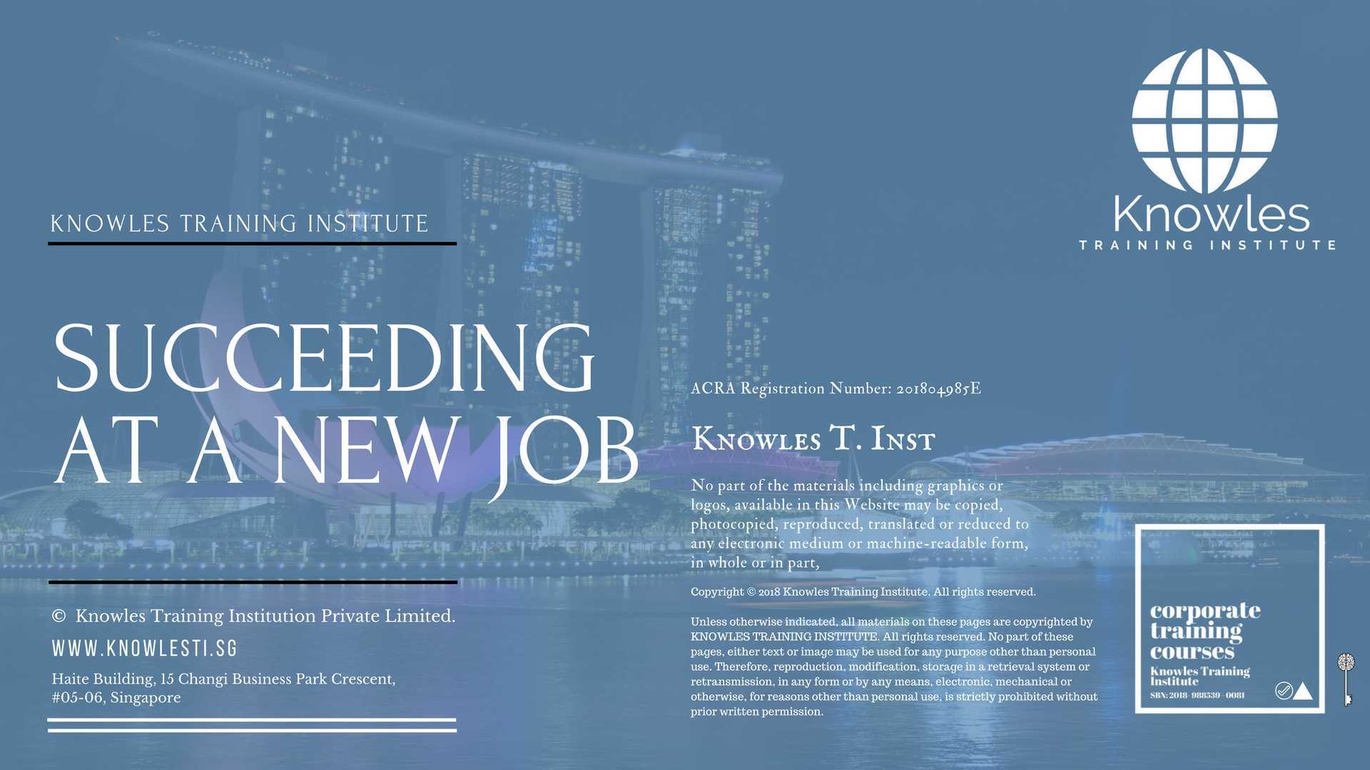 Succeeding At A New Job Training Course in Singapore