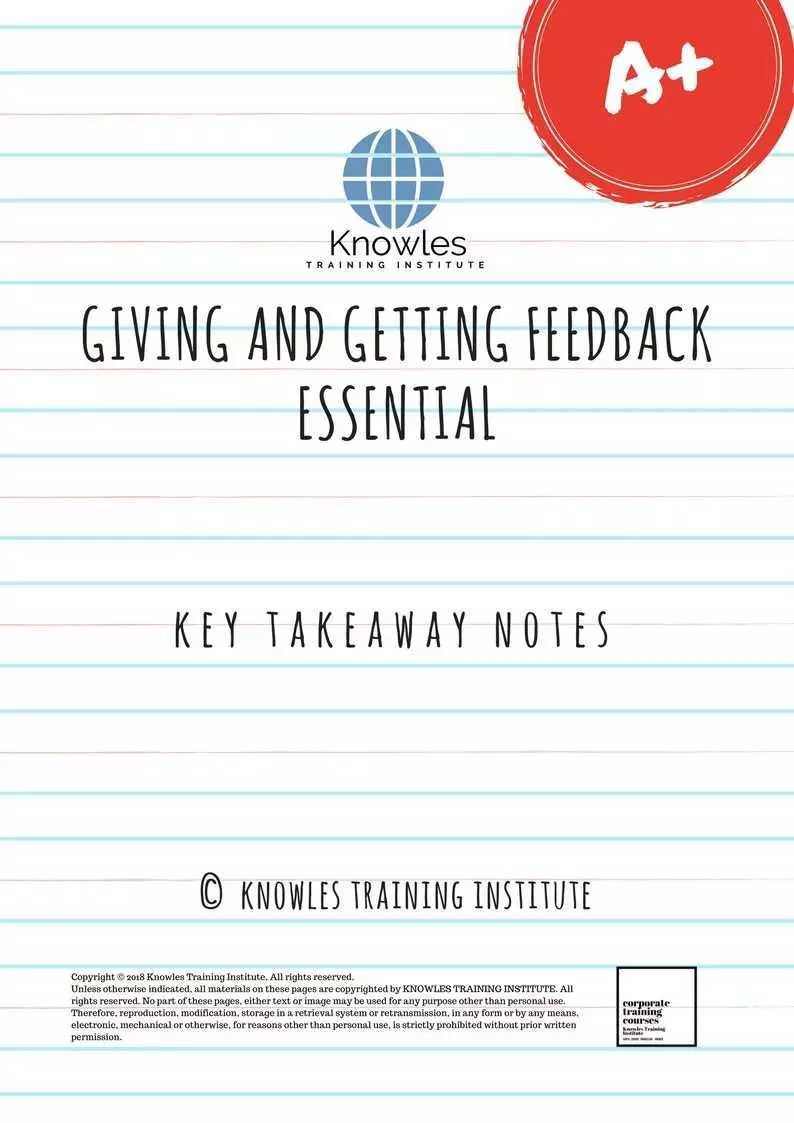 Giving And Getting Feedback Course