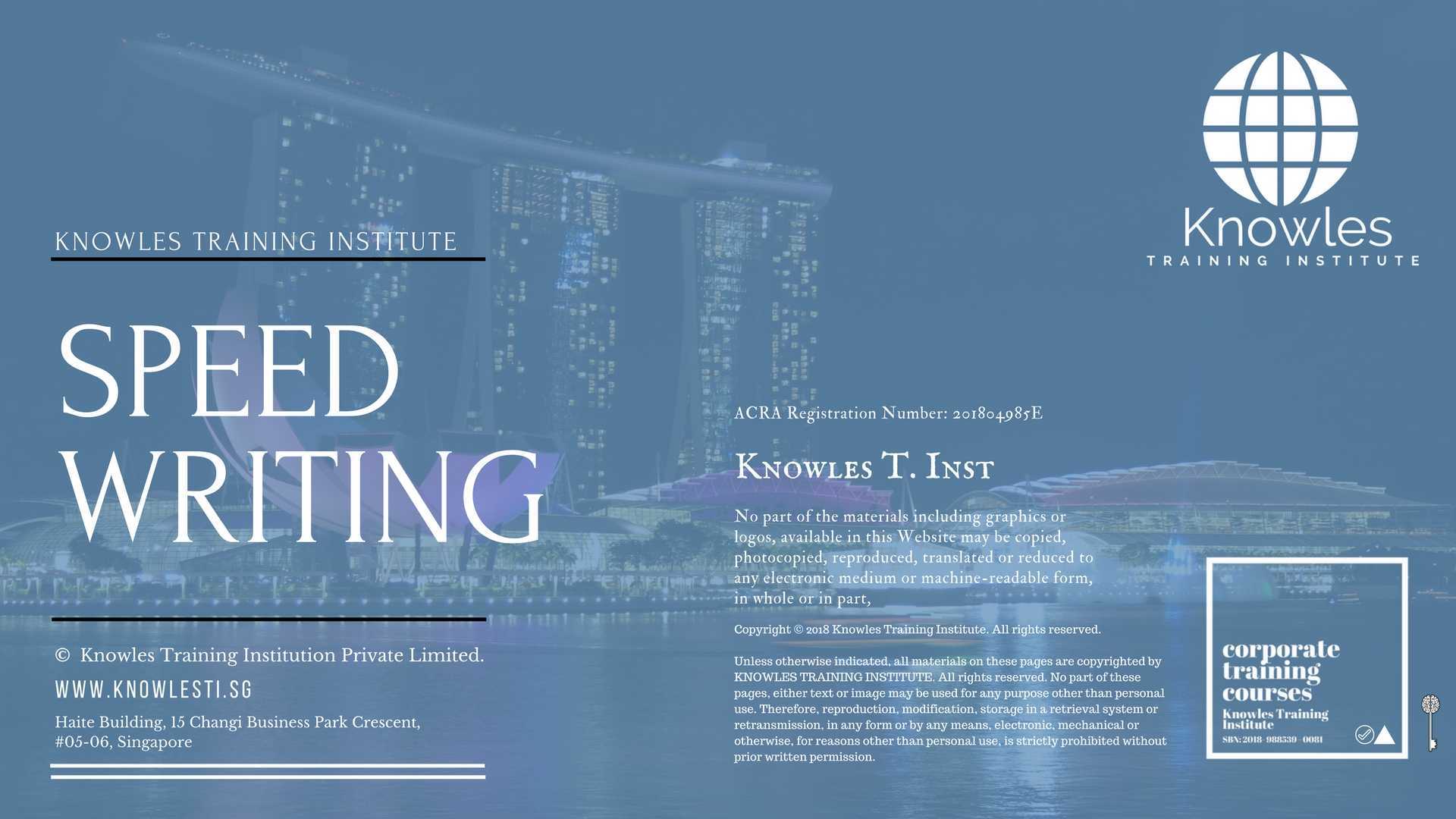 Speed Writing Course In Singapore
