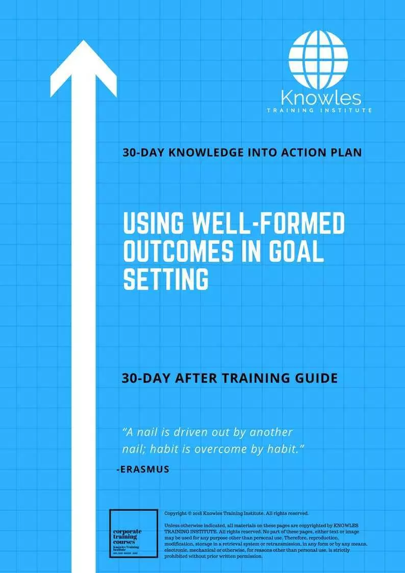 Using Well-Formed Outcomes In Goal Setting Course