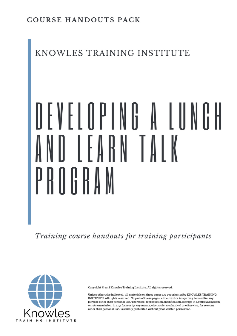 Developing A Lunch And Learn Talk Program Course