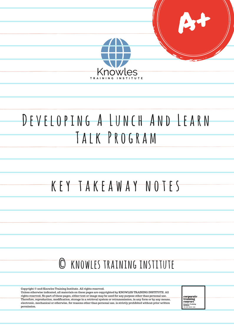 Developing A Lunch And Learn Talk Program Course