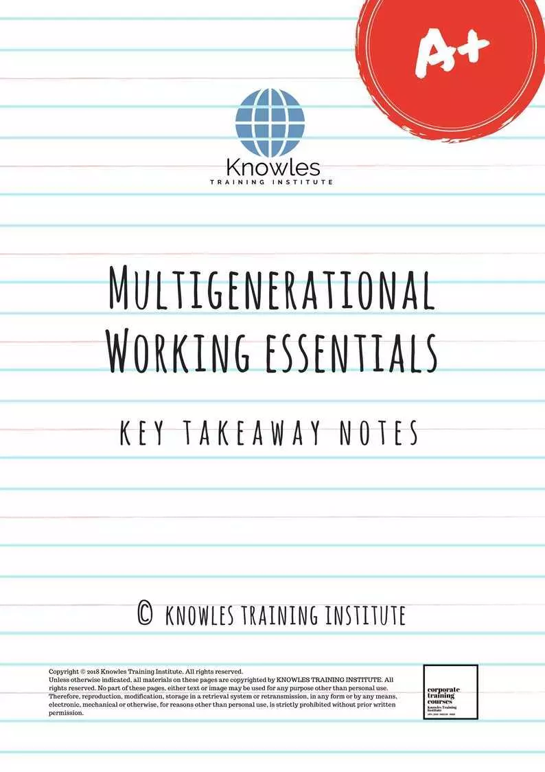 Multigenerational Working Training Course