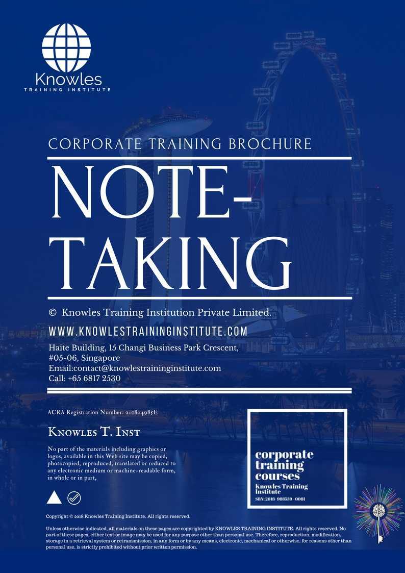 Note-Taking Training Course Brochure