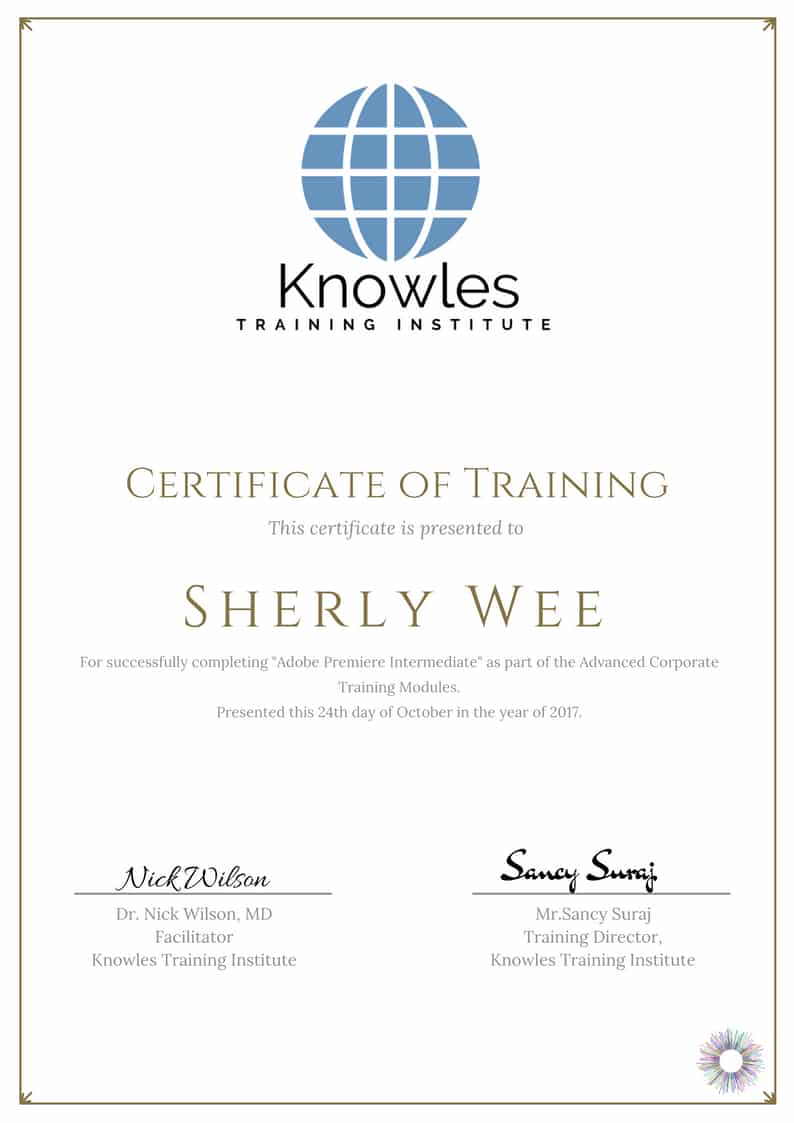 Adobe Premiere Intermediate Training Certification