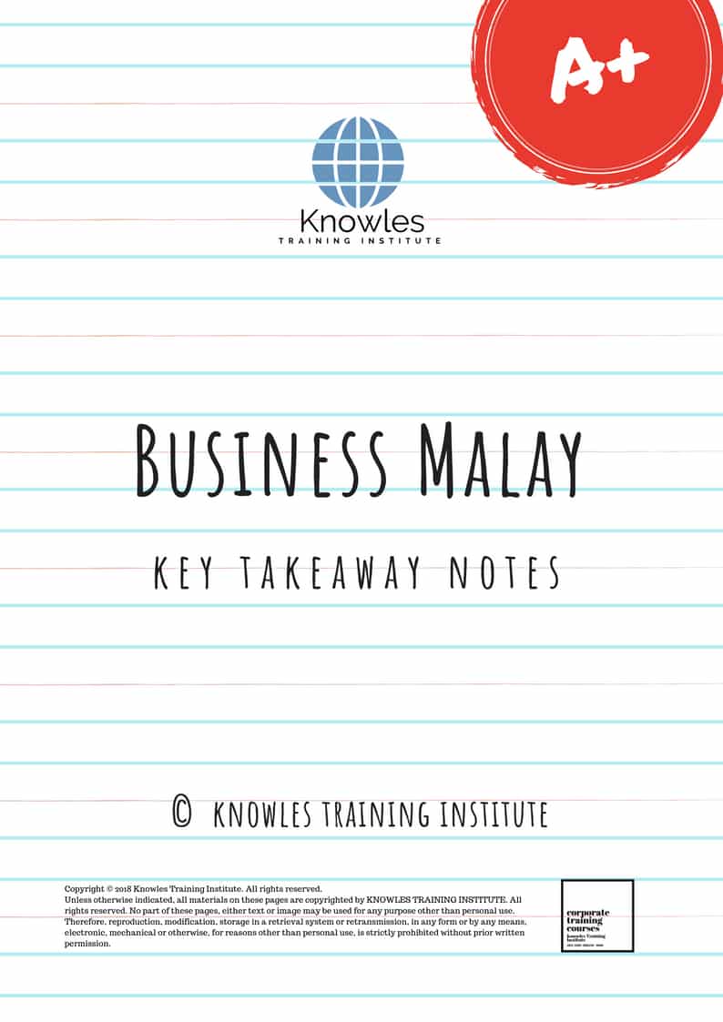 Business Malay Training Course Key Takeaways Notes