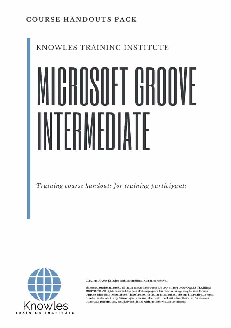 Microsoft Groove Intermediate Course Handouts