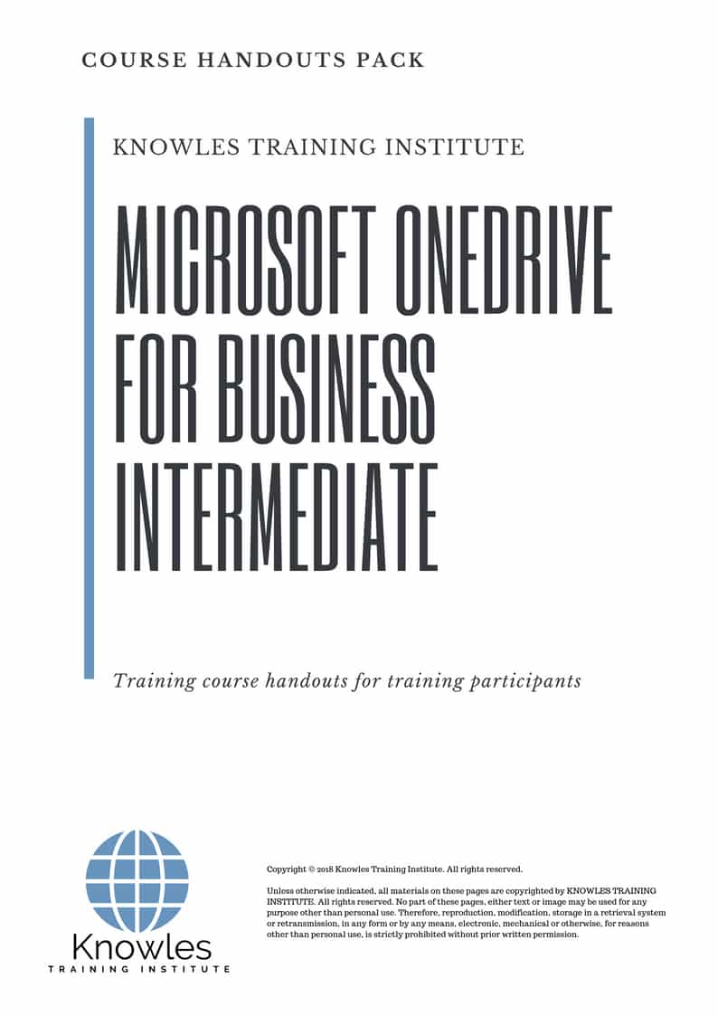Microsoft Onedrive For Business Intermediate Course Handouts