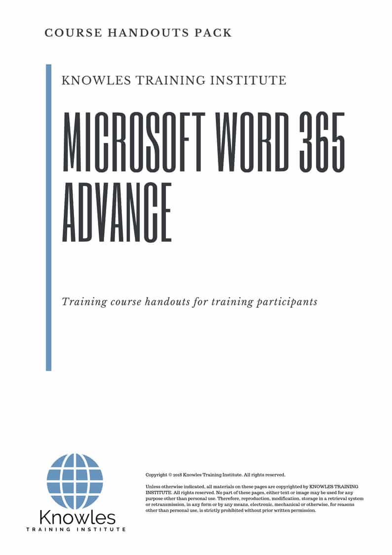 Microsoft Word 365 Advance Course Handouts