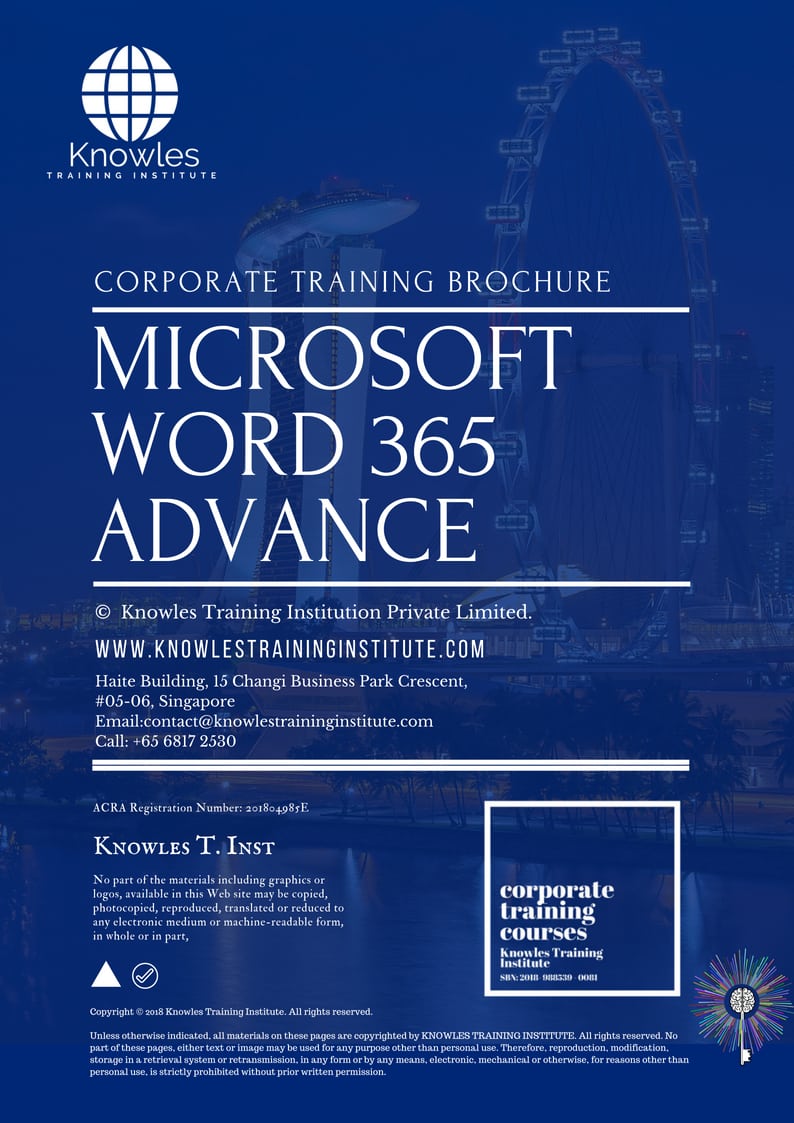 Microsoft Word 365 Advance Training Course Brochure