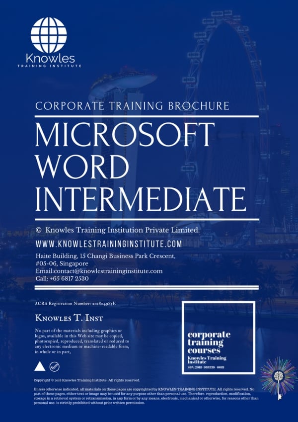 Microsoft Word Intermediate Training Course In Singapore Knowles