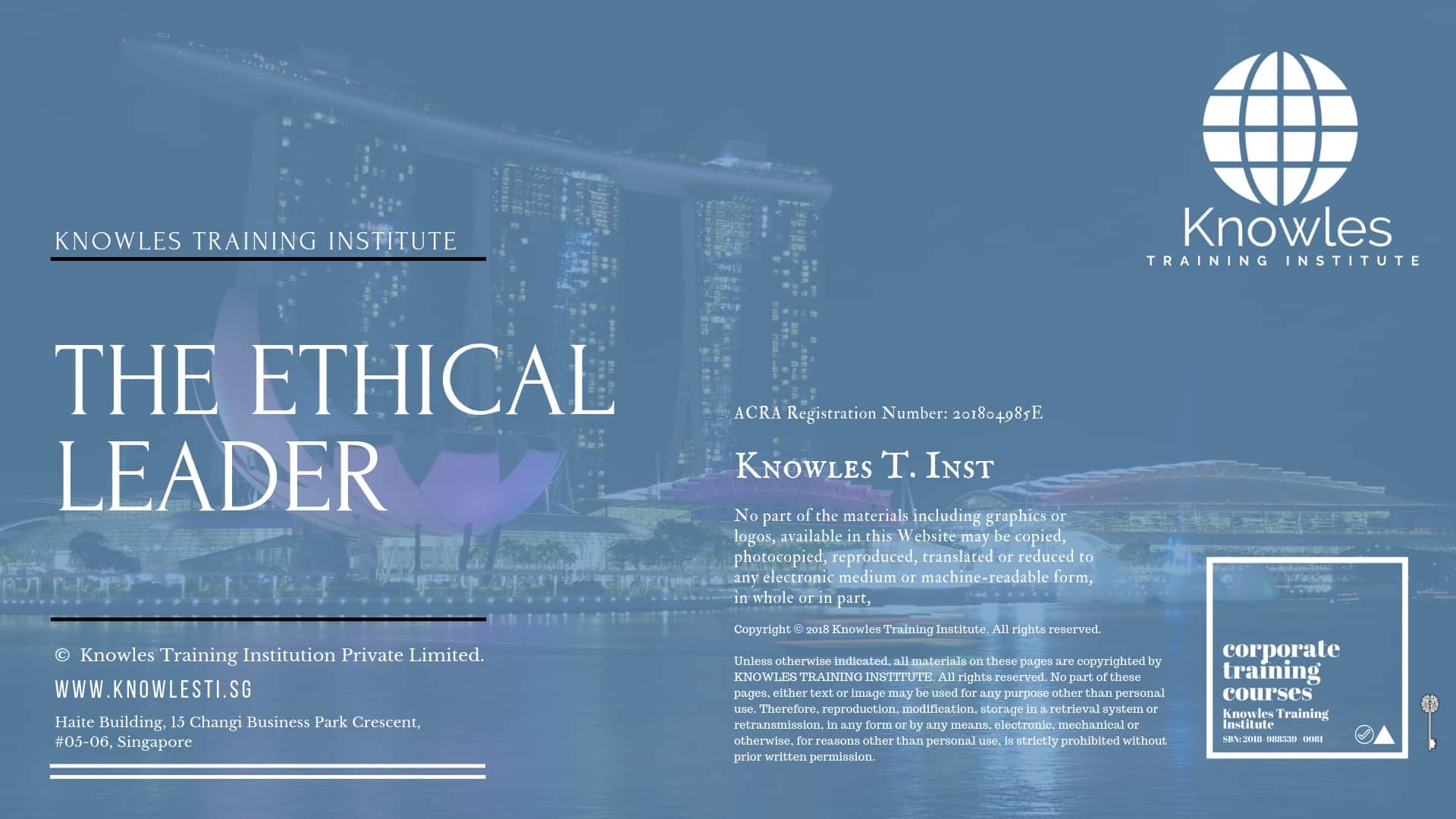 The Ethical Leader Training Course in Singapore