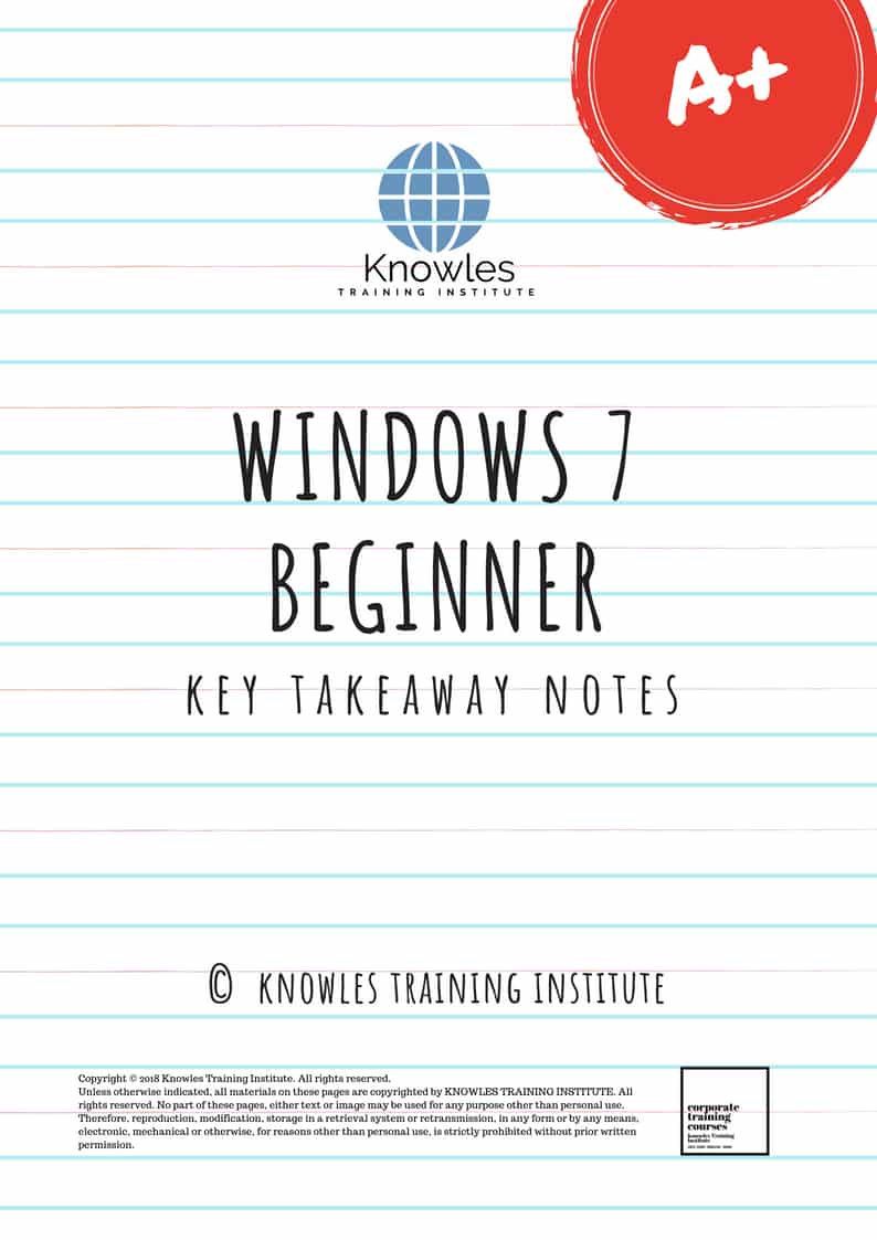 Windows 7 Beginner Training Course Key Takeaways Notes