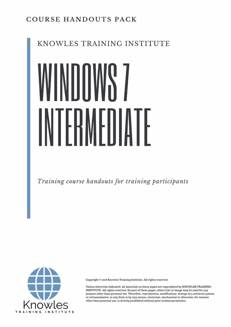 Windows 7 Intermediate Course Handouts