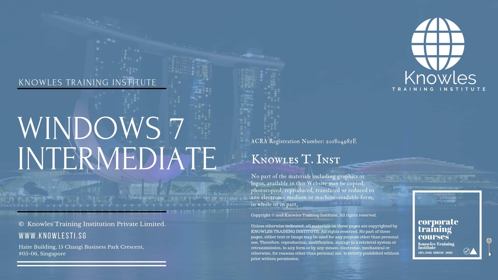 Windows 7 Intermediate Training Course in Singapore