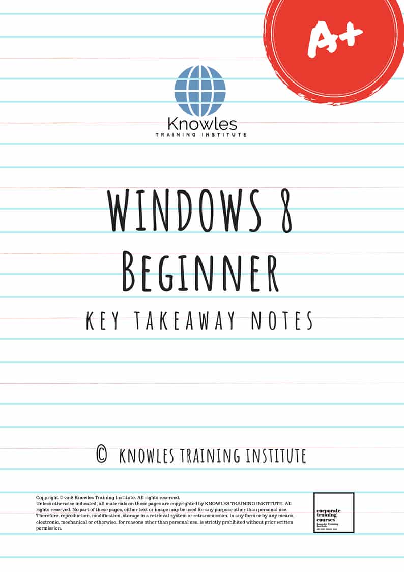 Windows 8 Beginner Training Course Key Takeaways Notes