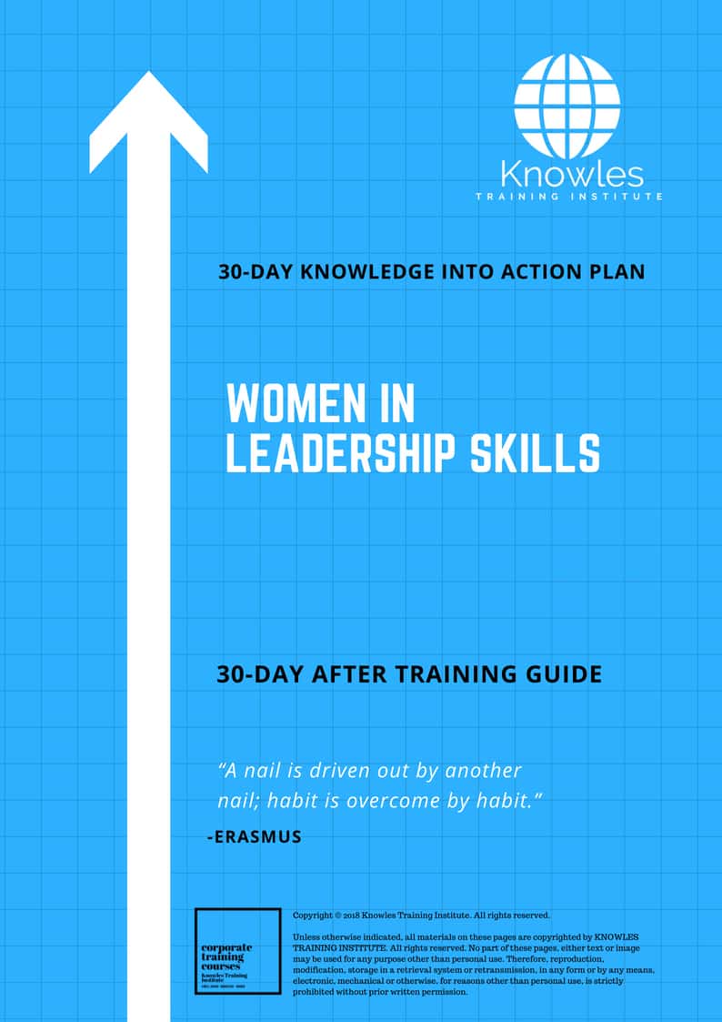 Women In Leadership Skills 30 Day After Training Guide Women In Leadership Training Course