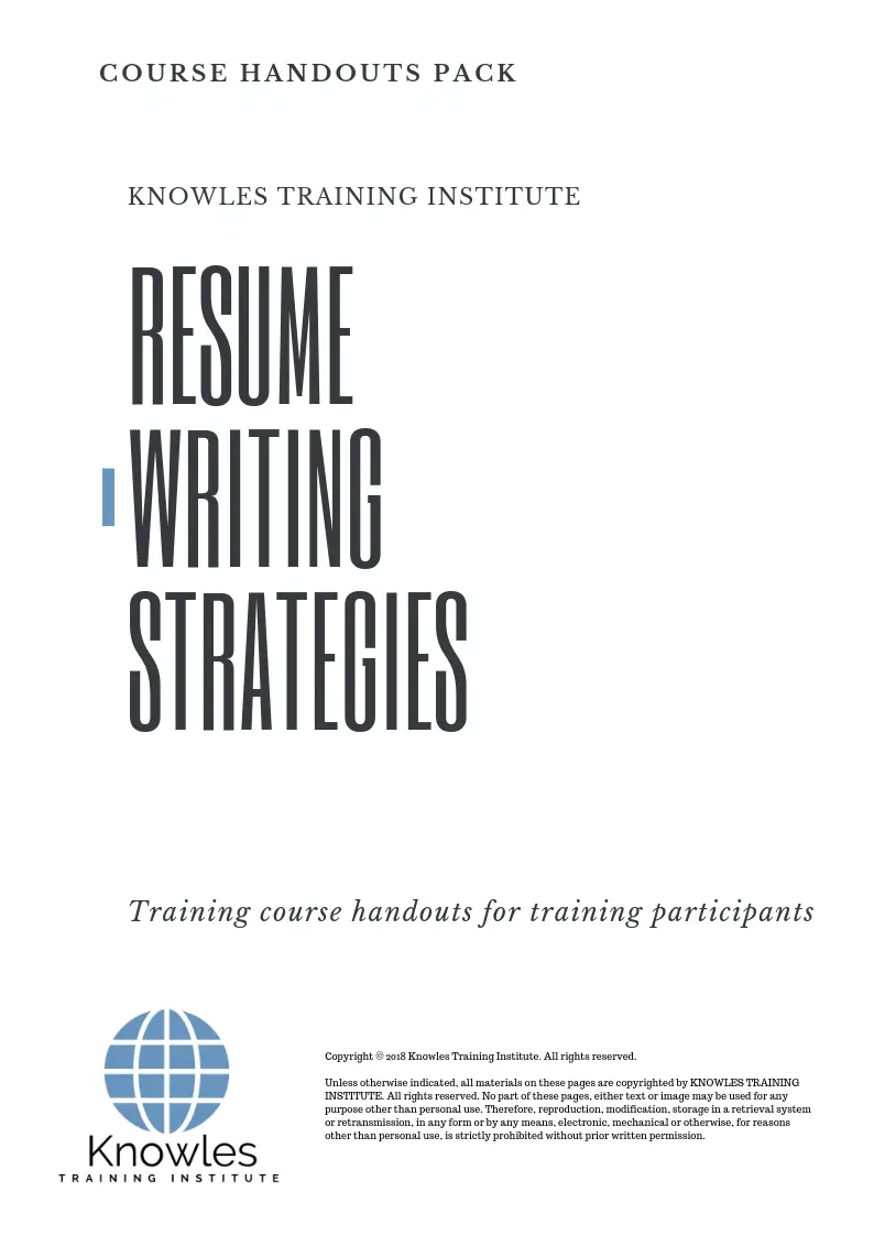 Resume Writing Strategies Course